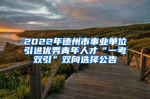 2022年德州市事业单位引进优秀青年人才“一考双引”双向选择公告