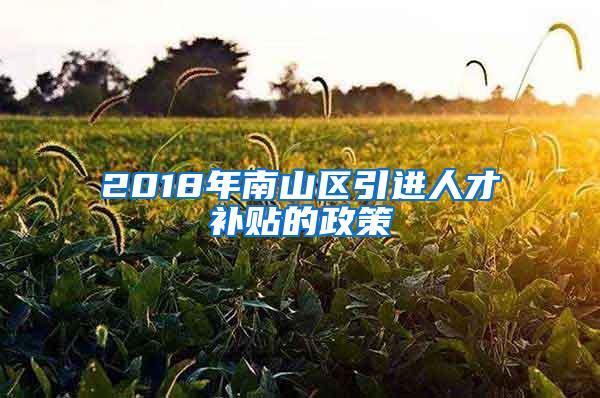 2018年南山区引进人才补贴的政策