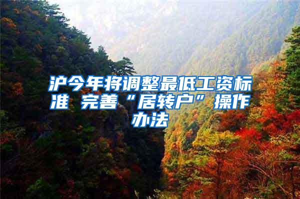 沪今年将调整最低工资标准 完善“居转户”操作办法