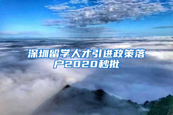 深圳留学人才引进政策落户2020秒批