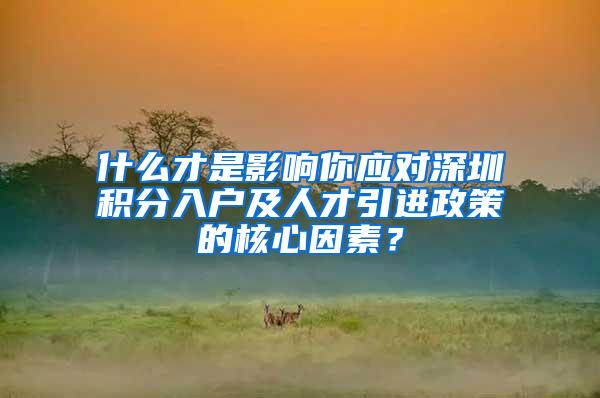 什么才是影响你应对深圳积分入户及人才引进政策的核心因素？