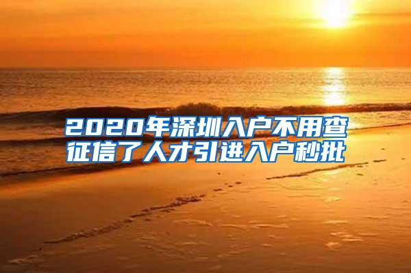 2020年深圳入户不用查征信了人才引进入户秒批