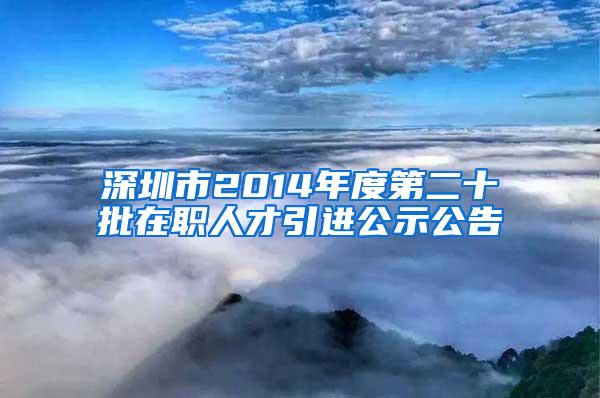 深圳市2014年度第二十批在职人才引进公示公告
