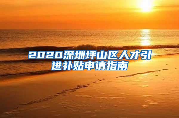 2020深圳坪山区人才引进补贴申请指南
