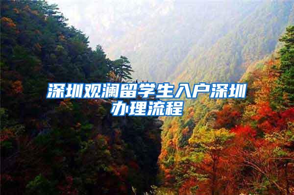 深圳观澜留学生入户深圳办理流程