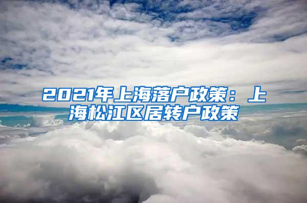 2021年上海落户政策：上海松江区居转户政策