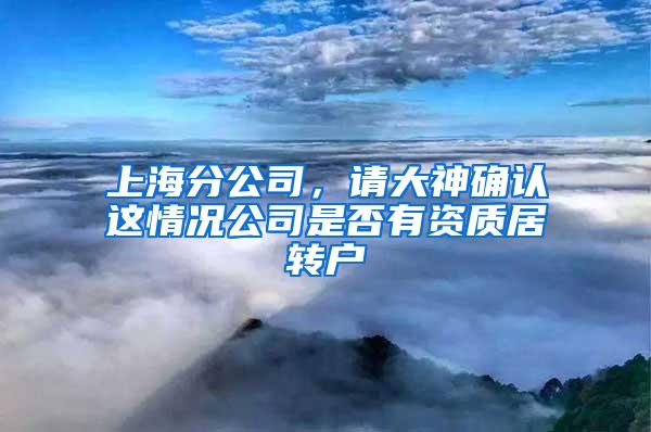 上海分公司，请大神确认这情况公司是否有资质居转户