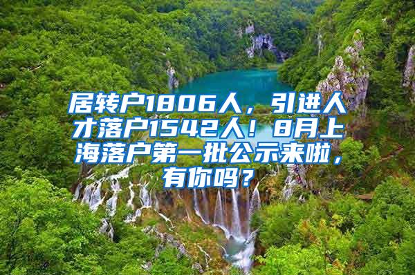 居转户1806人，引进人才落户1542人！8月上海落户第一批公示来啦，有你吗？