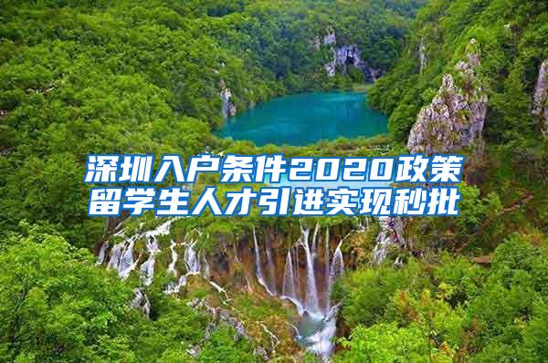 深圳入户条件2020政策留学生人才引进实现秒批