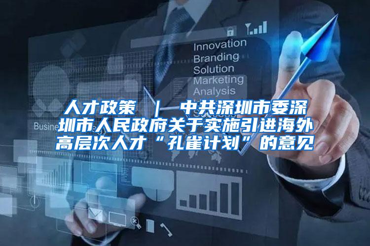 人才政策 ｜ 中共深圳市委深圳市人民政府关于实施引进海外高层次人才“孔雀计划”的意见