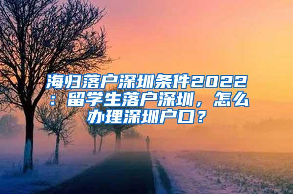 海归落户深圳条件2022：留学生落户深圳，怎么办理深圳户口？