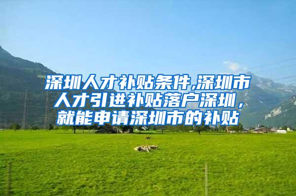 深圳人才补贴条件,深圳市人才引进补贴落户深圳，就能申请深圳市的补贴