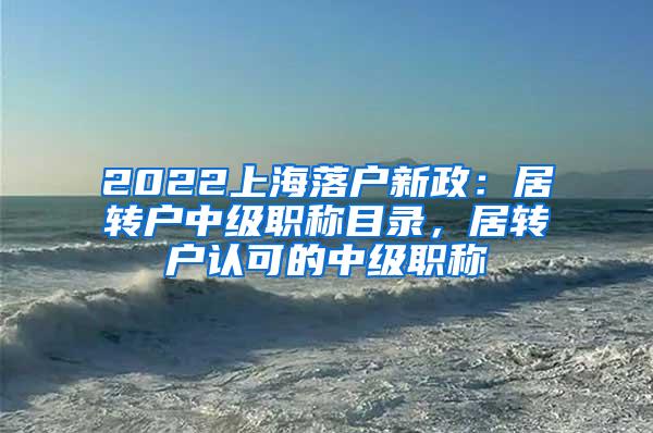 2022上海落户新政：居转户中级职称目录，居转户认可的中级职称