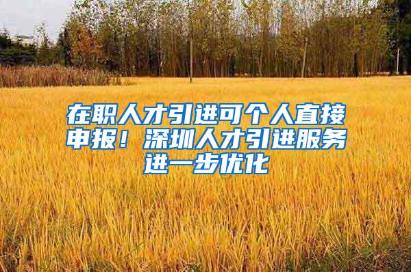 在职人才引进可个人直接申报！深圳人才引进服务进一步优化