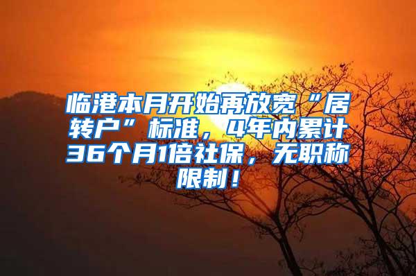 临港本月开始再放宽“居转户”标准，4年内累计36个月1倍社保，无职称限制！