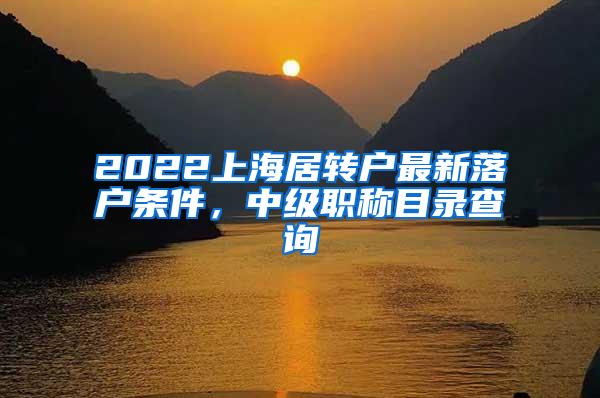 2022上海居转户最新落户条件，中级职称目录查询