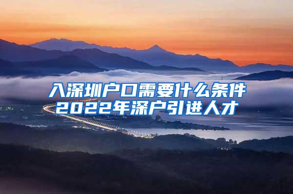 入深圳户口需要什么条件2022年深户引进人才