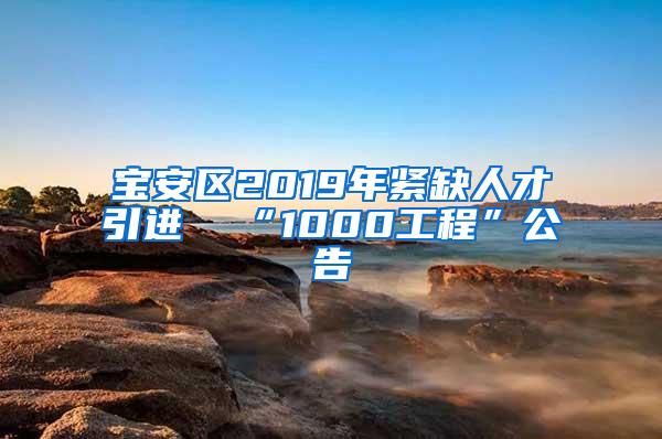 宝安区2019年紧缺人才引进  “1000工程”公告