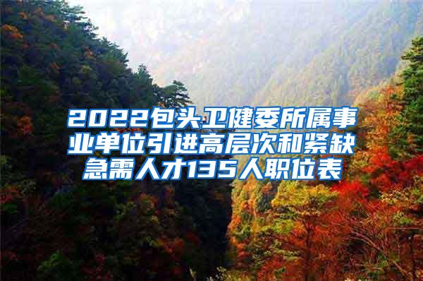 2022包头卫健委所属事业单位引进高层次和紧缺急需人才135人职位表