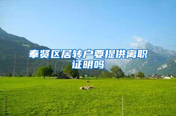 奉贤区居转户要提供离职证明吗