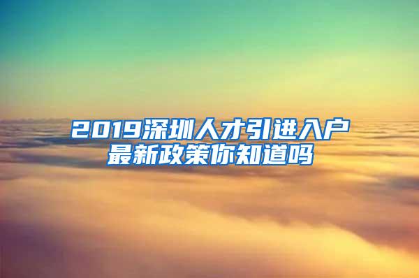 2019深圳人才引进入户最新政策你知道吗