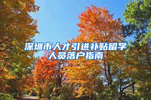 深圳市人才引进补贴留学人员落户指南