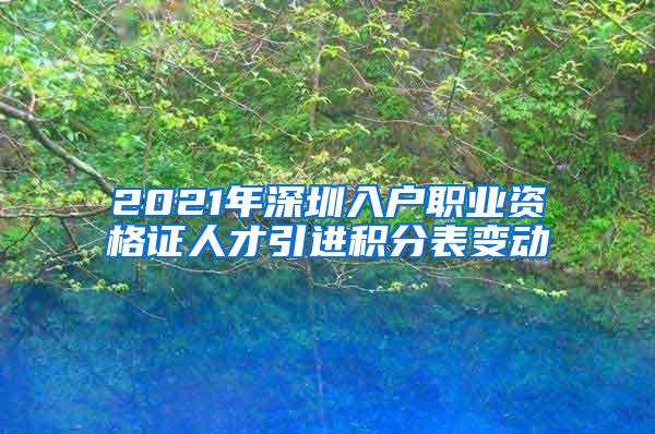 2021年深圳入户职业资格证人才引进积分表变动