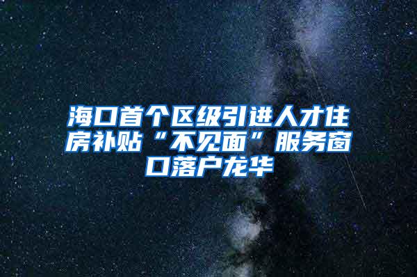 海口首个区级引进人才住房补贴“不见面”服务窗口落户龙华