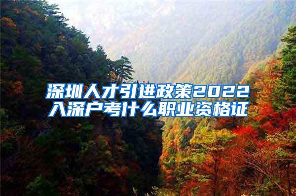 深圳人才引进政策2022入深户考什么职业资格证