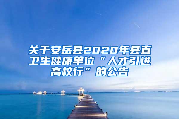 关于安岳县2020年县直卫生健康单位“人才引进高校行”的公告