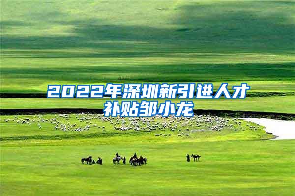 2022年深圳新引进人才补贴邹小龙
