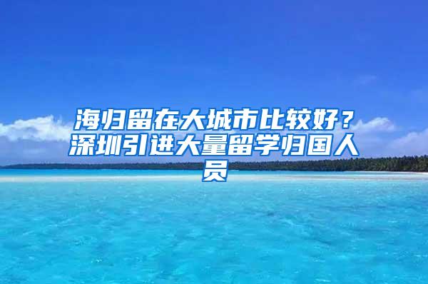 海归留在大城市比较好？深圳引进大量留学归国人员