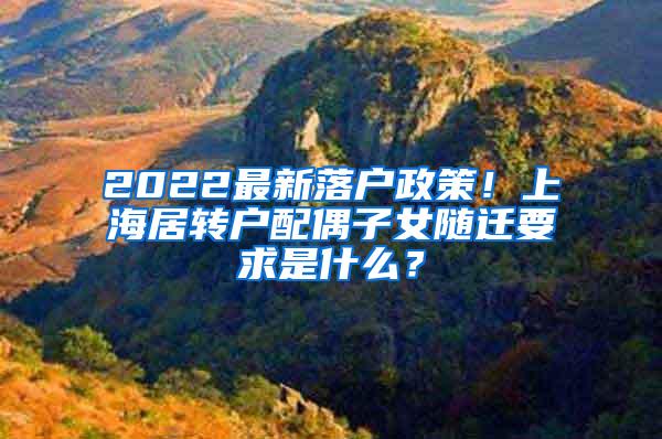 2022最新落户政策！上海居转户配偶子女随迁要求是什么？