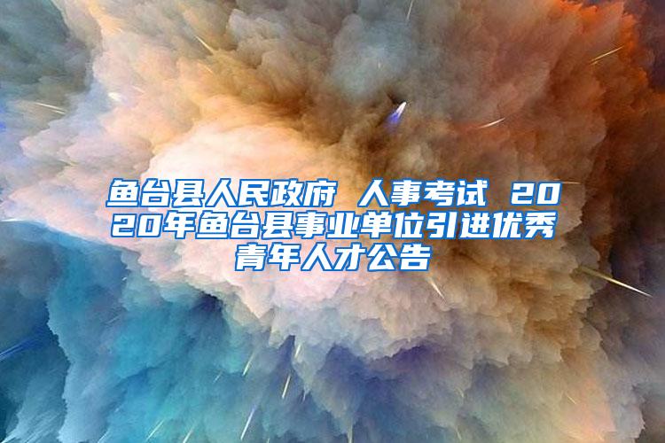 鱼台县人民政府 人事考试 2020年鱼台县事业单位引进优秀青年人才公告