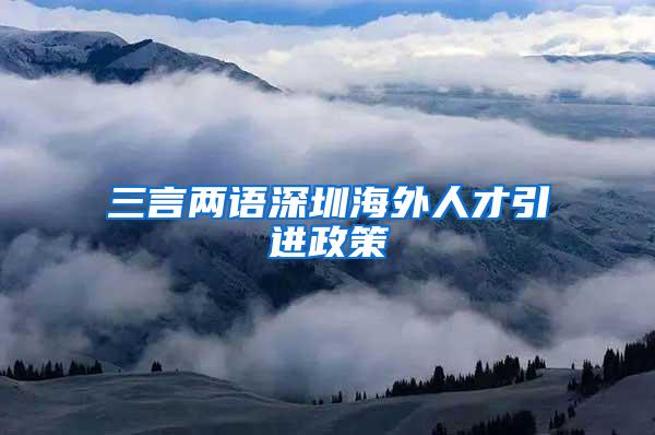 三言两语深圳海外人才引进政策