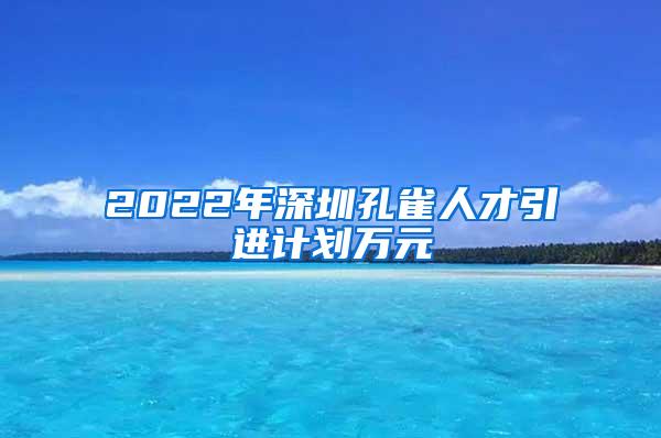 2022年深圳孔雀人才引进计划万元