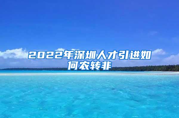 2022年深圳人才引进如何农转非