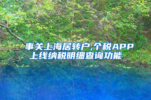 事关上海居转户,个税APP上线纳税明细查询功能