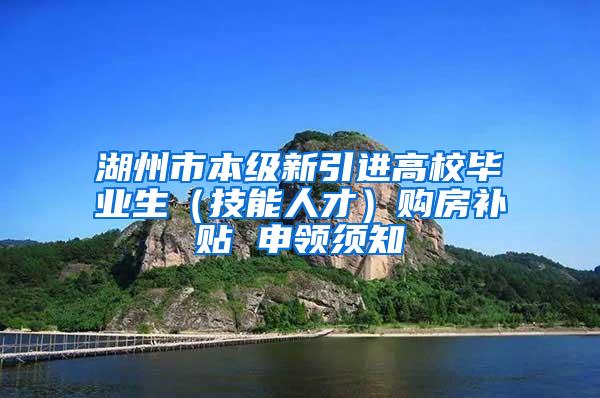 湖州市本级新引进高校毕业生（技能人才）购房补贴 申领须知