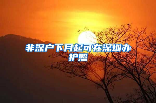 非深户下月起可在深圳办护照