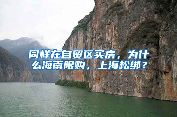 同样在自贸区买房，为什么海南限购，上海松绑？
