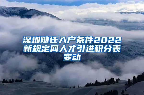 深圳随迁入户条件2022新规定网人才引进积分表变动