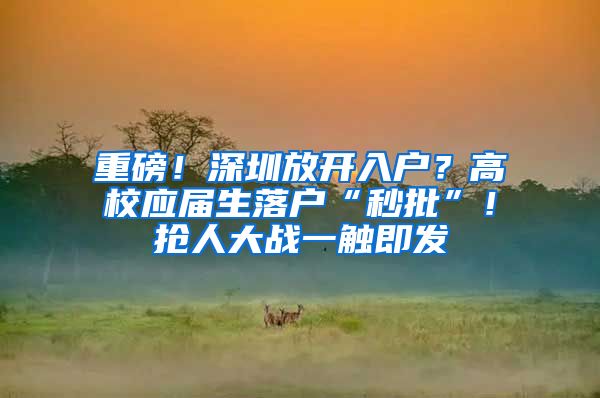 重磅！深圳放开入户？高校应届生落户“秒批”！抢人大战一触即发