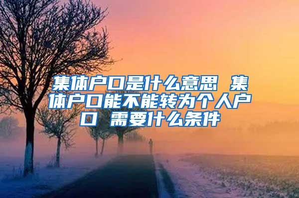 集体户口是什么意思 集体户口能不能转为个人户口 需要什么条件