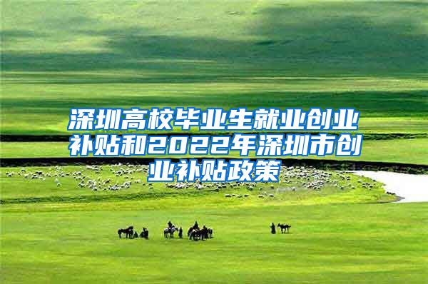 深圳高校毕业生就业创业补贴和2022年深圳市创业补贴政策