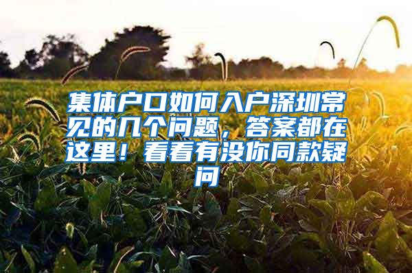 集体户口如何入户深圳常见的几个问题，答案都在这里！看看有没你同款疑问