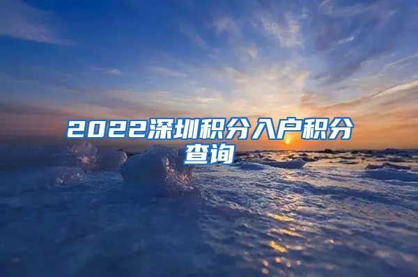 2022深圳积分入户积分查询