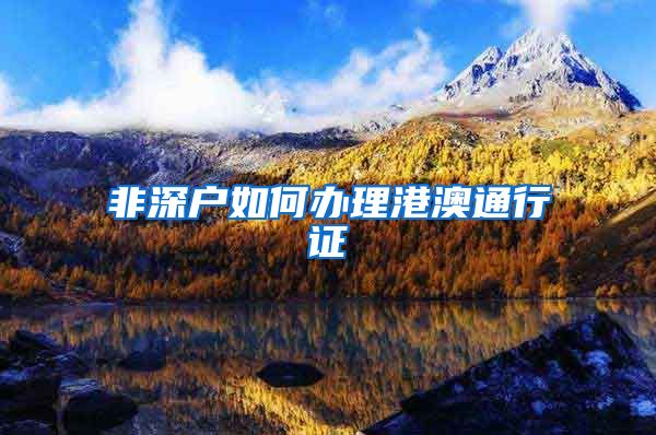 非深户如何办理港澳通行证