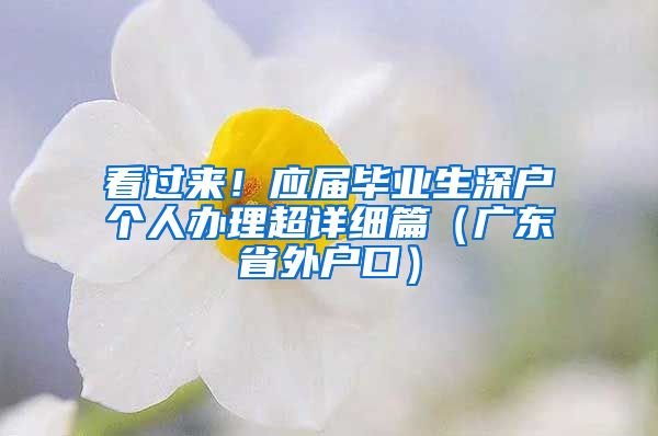 看过来！应届毕业生深户个人办理超详细篇（广东省外户口）