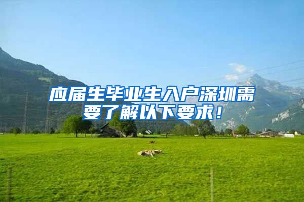 应届生毕业生入户深圳需要了解以下要求！